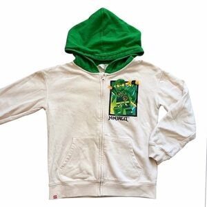 H&M Lego Ninjago Zip Up Hoodie Sweatshirt Boys Size 8/10 NWOT NEW Green Cream